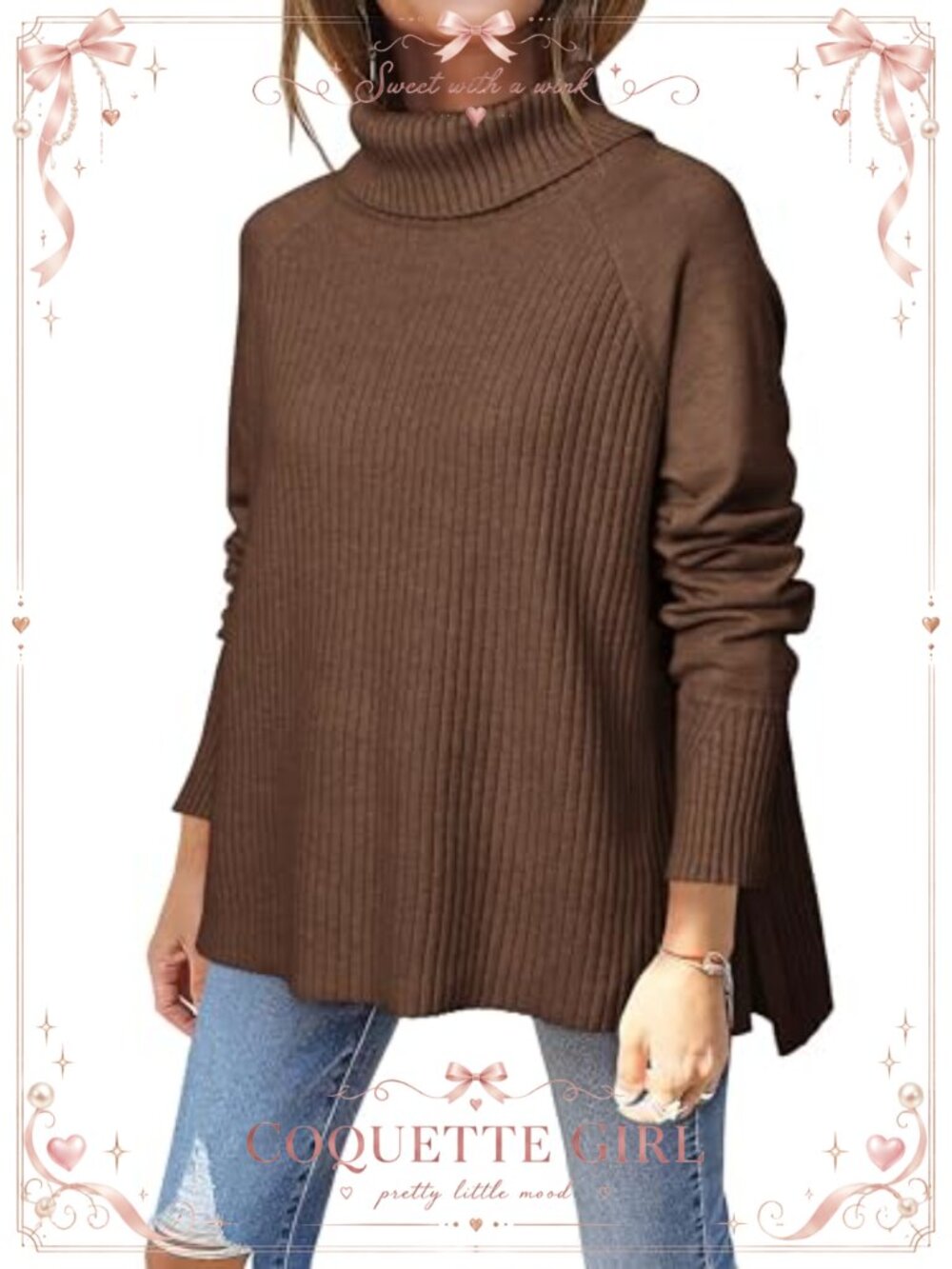 Womens Oversized Turtleneck Long Sleeve Pullover Sweater Loose Fit